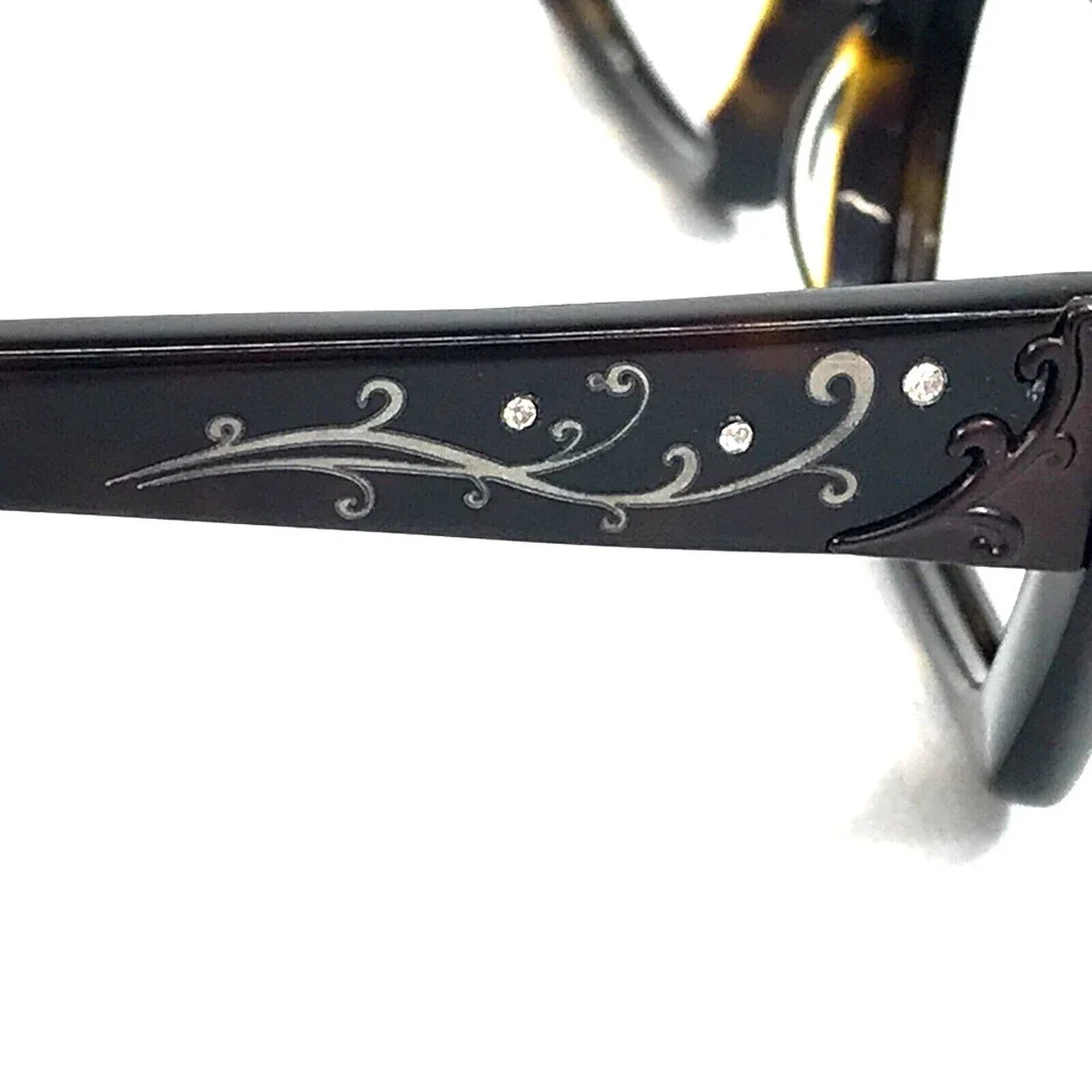 Seraphin Eyeglasses Frames SALEM/8528 Dark Tortoise Floral Crystals 52-17-145